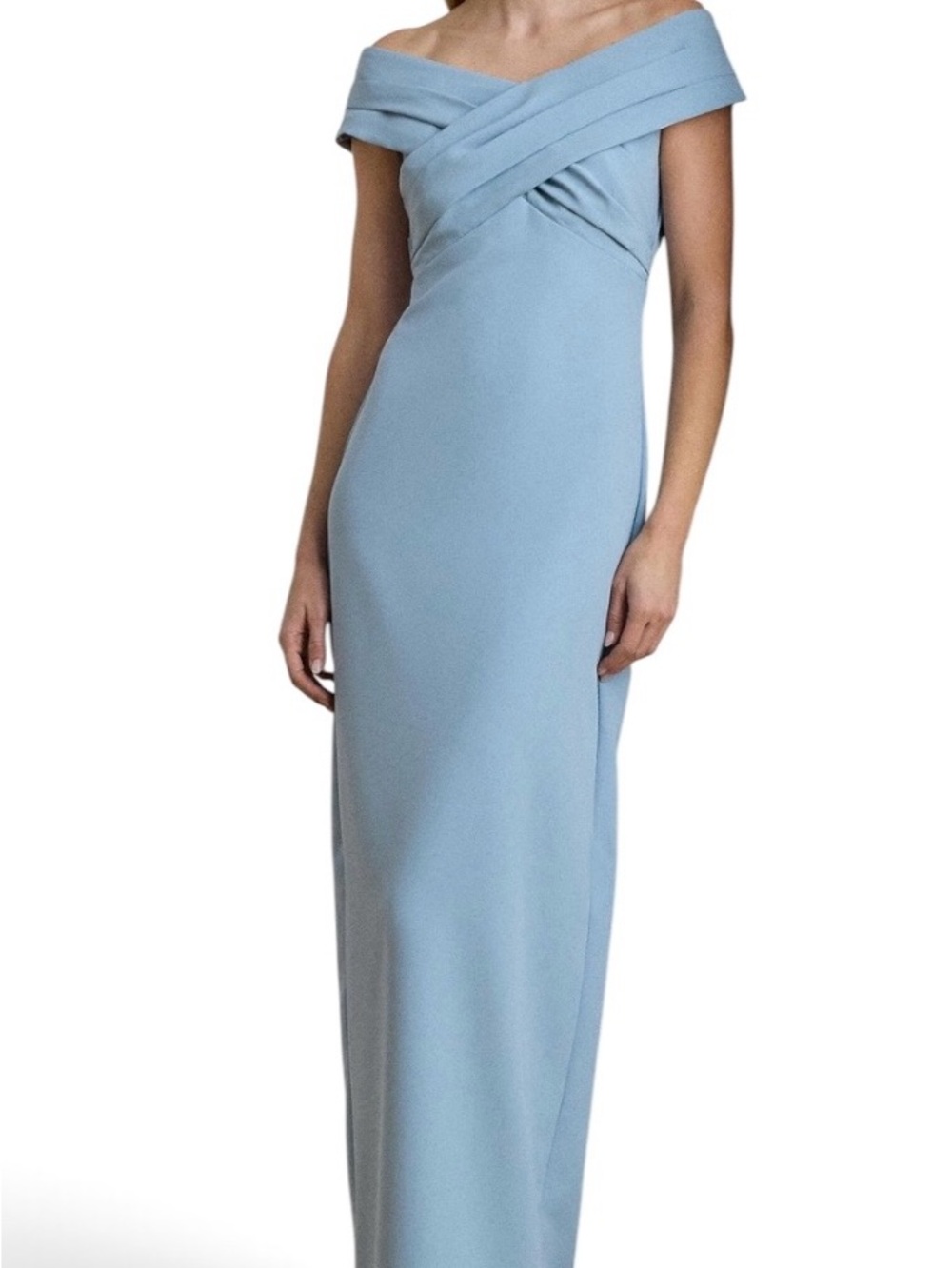 Lauren Ralph Lauren Blue Crepe Off-Shoulder Gown Dress Wedding Attire sz 2 NWT